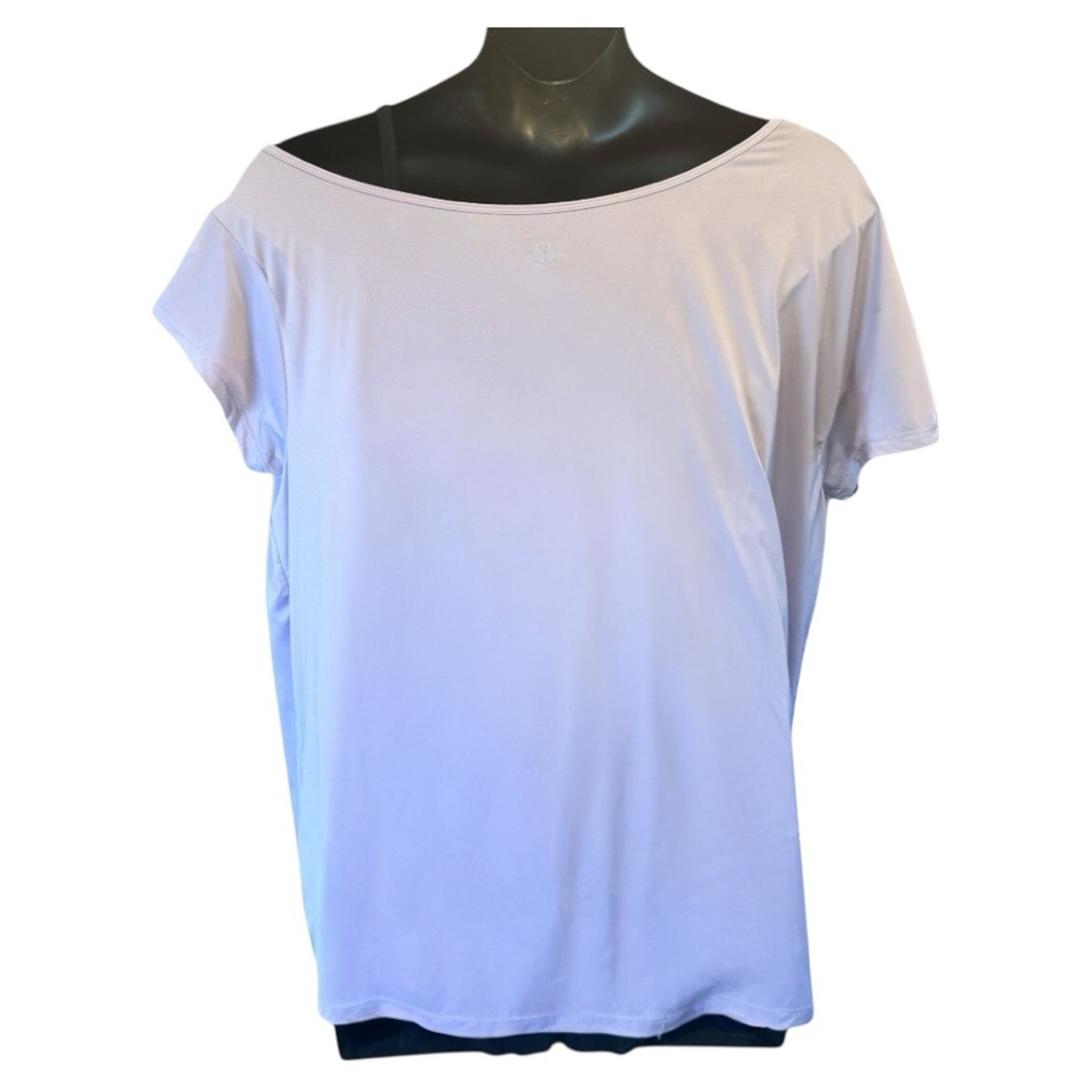 Torrid Active Set: Performance Core Leggings & Purple Off Shoulder Wicking Tee 2 - Picture 6 of 15